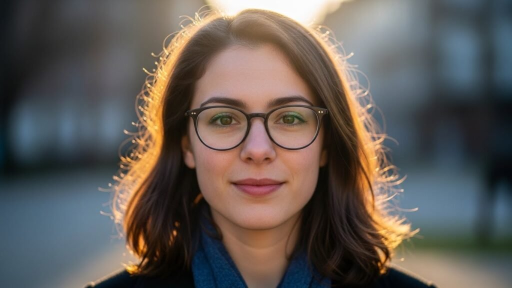 Foto extremamente nítida tirada por smartphone, retrato de pessoa em ambiente externo, fundo desfocado com efeito bokeh natural, foco perfeito no rosto, cores realistas, iluminação natural, qualidade profissional, sem texto, estilo fotografia mobile premium