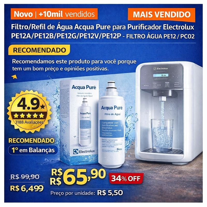 Filtro/Refil de Água Acqua Pure para Purificador Electrolux PE12