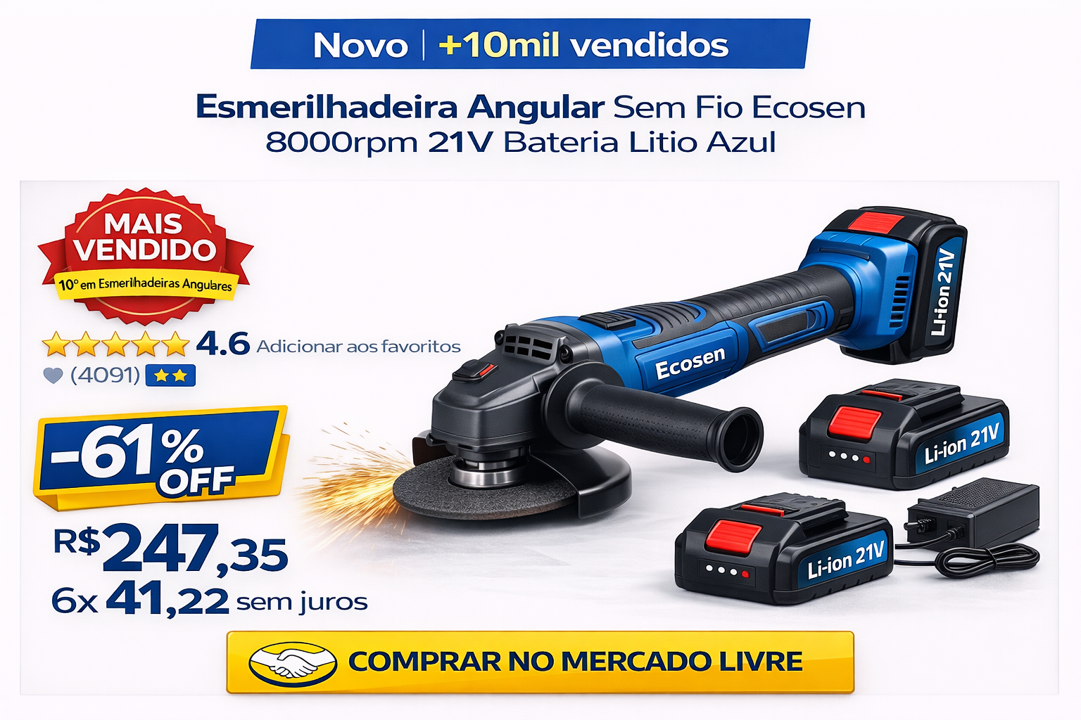 Esmerilhadeira Angular Sem Fio  21V: Review Completo em 2026?