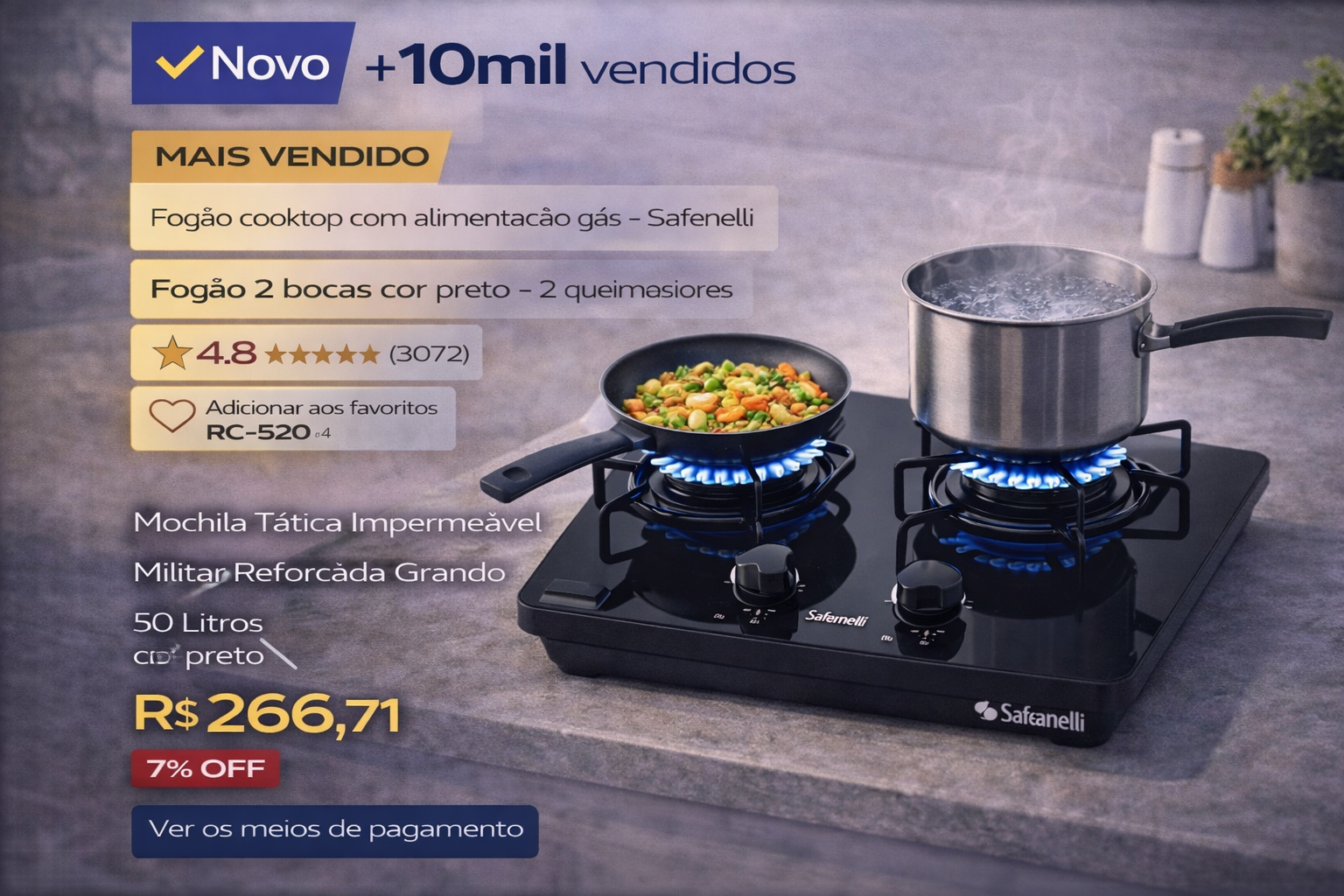 Fogão Cooktop Safanelli 2 Bocas: Cozinhas Modernas e Práticas