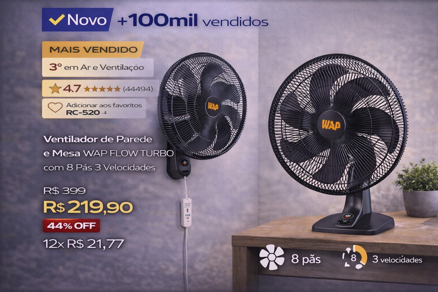 Ventilador WAP FLOW TURBO: O Melhor Ventilador de Parede