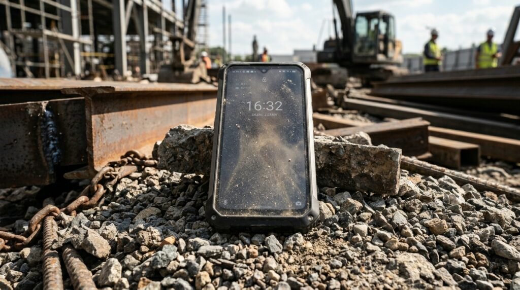 Rugged_smartphone_on_gravel_beams_202606072047-1024x572 Celular resistente barato: Cat B25 Dual Doogee ainda presta?
