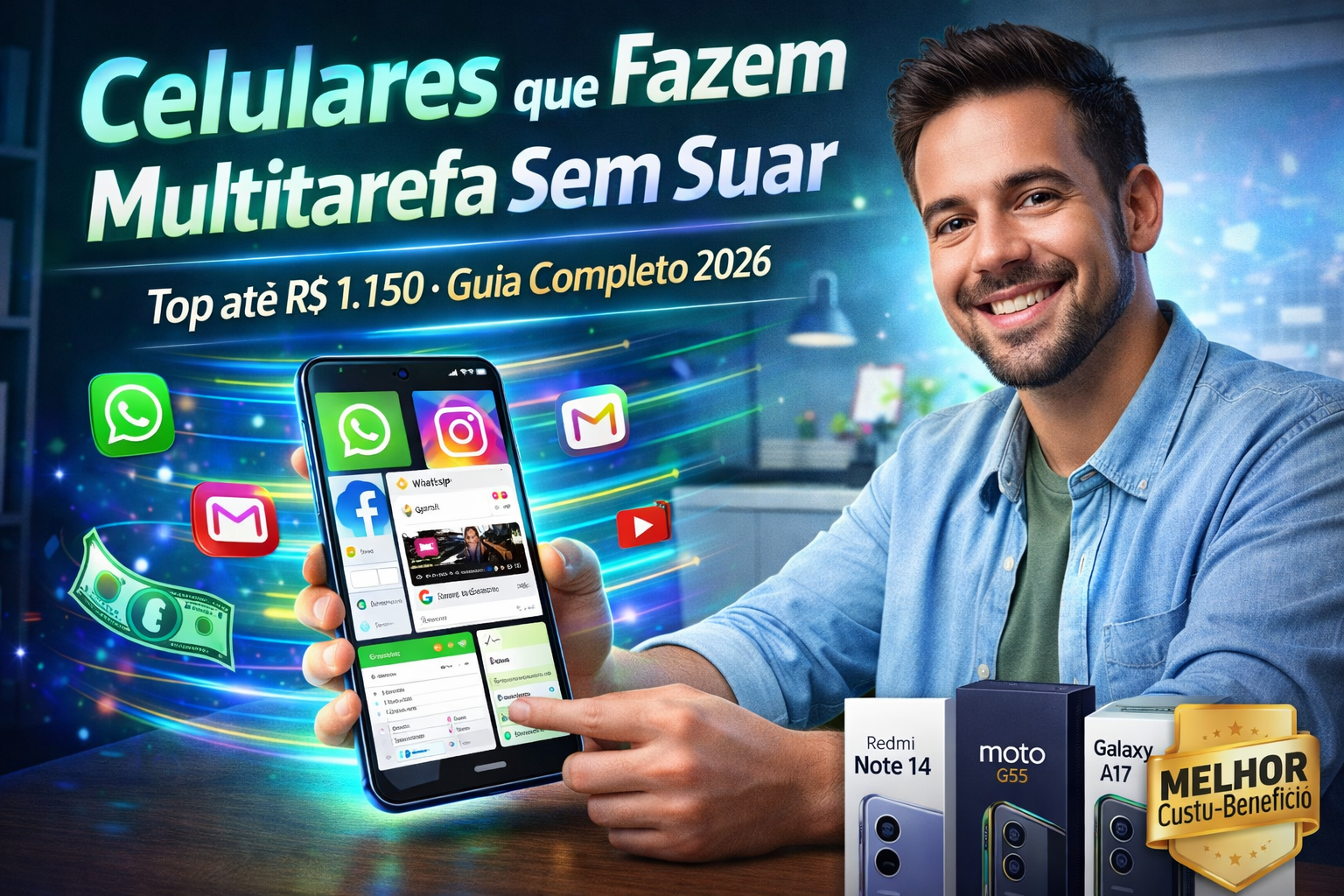 Celulares que Fazem Multitarefa Sem Suar: Top até R$ 1.150