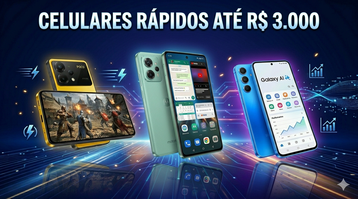 Celulares Custo-Benefício Perfeito para Quem Ama Velocidade: até 3.000