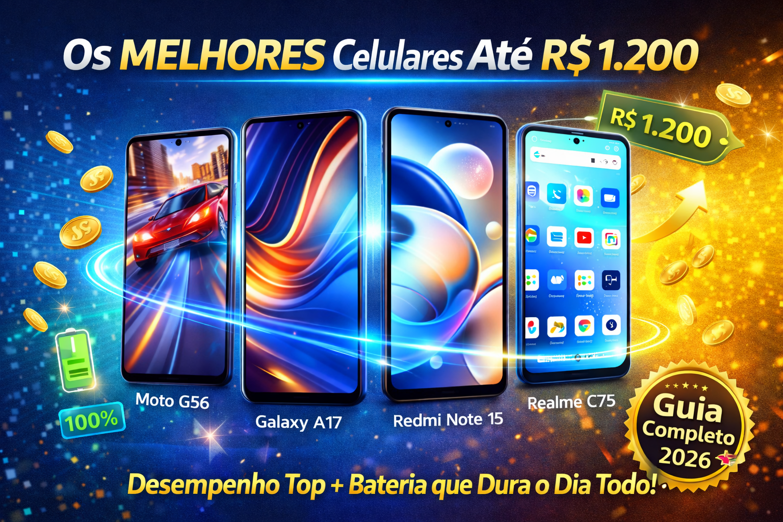 Celulares com Desempenho e Preço de até R$ 1.200